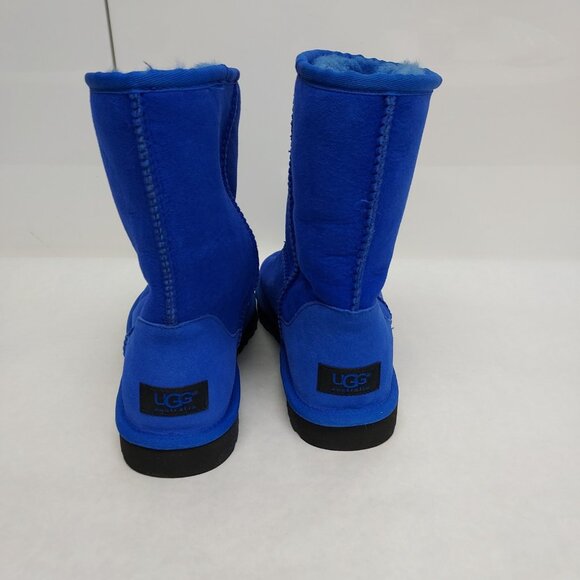 UGG Boot Classic Short Women's 8 Sheepskin Suede Leather Sherpa Lining Blue 5825 - Picture 5 of 12